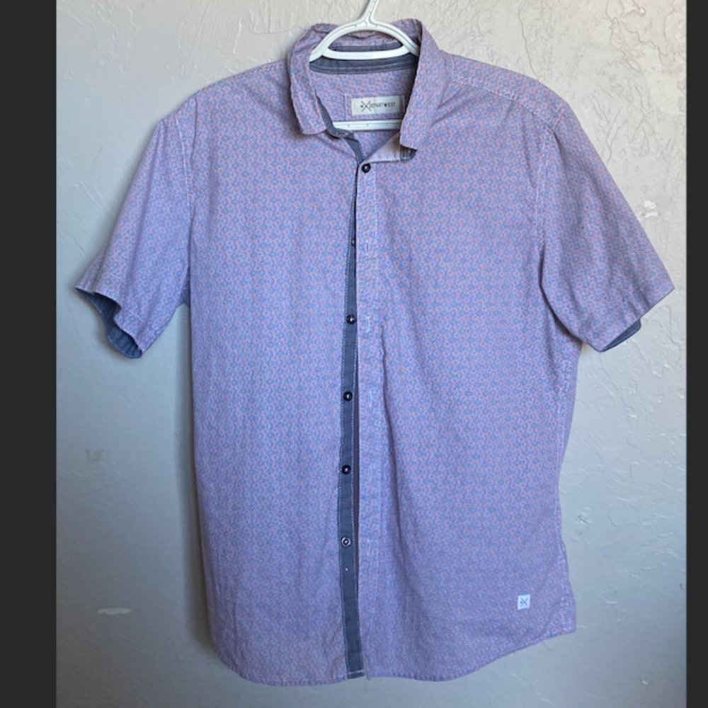 Blue and Red Depart West Mens Medium Button Down